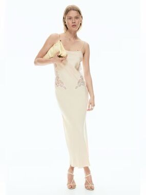 H&M LACE-DETAIL SATIN DRESS WITH SCARF